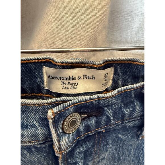 Abercrombie and Fitch Jeans Baggy Low Rise Raw Hem Wide Leg 27 4 - Picture 3 of 6